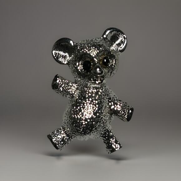 Adorable Vintage Silver Tone Teddy Bear Scarf / Lapel Pin By Monet. Measures .5” - Picture 1 of 2